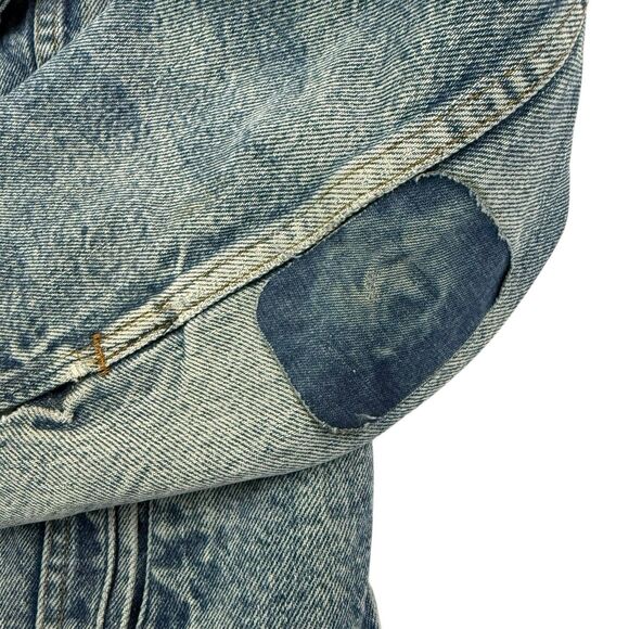 Vintage 80s Levis Sherpa Lined Denim Trucker Jacket Men 40R USA Jean Patches - Picture 4 of 16